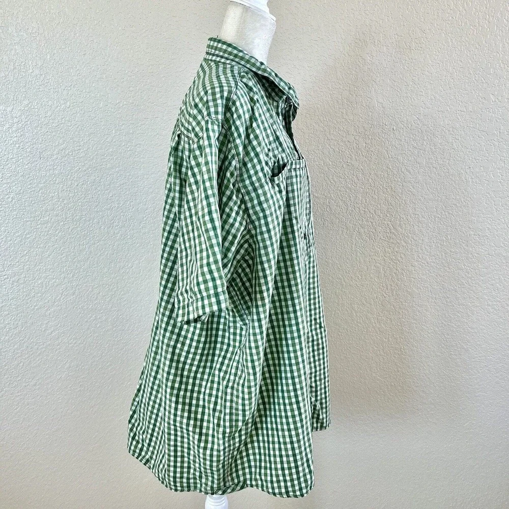 The North Face Shirt Mens XXL Green Plaid Short Sleeve Button Up Outdoor Vented